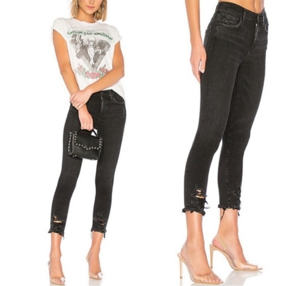 Agolde Black Distressed Ankle Skinny Jeans